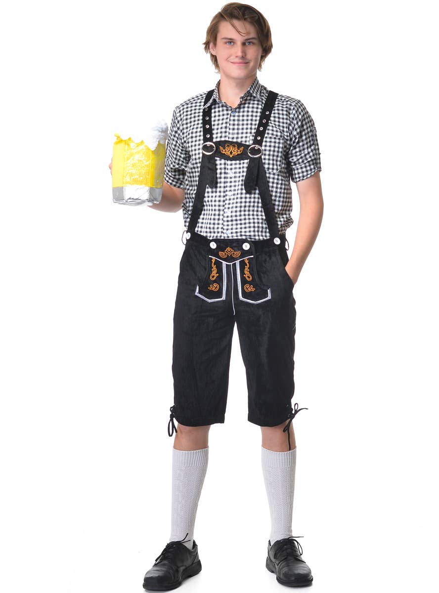 Men's Deluxe Black and White Oktoberfest Fancy Dress Costume - Main Image