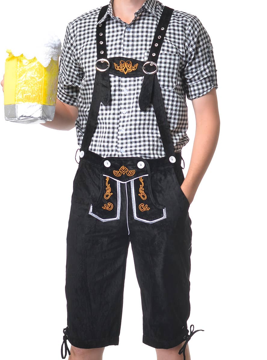 Men's Deluxe Black and White Oktoberfest Fancy Dress Costume - Second Close Image