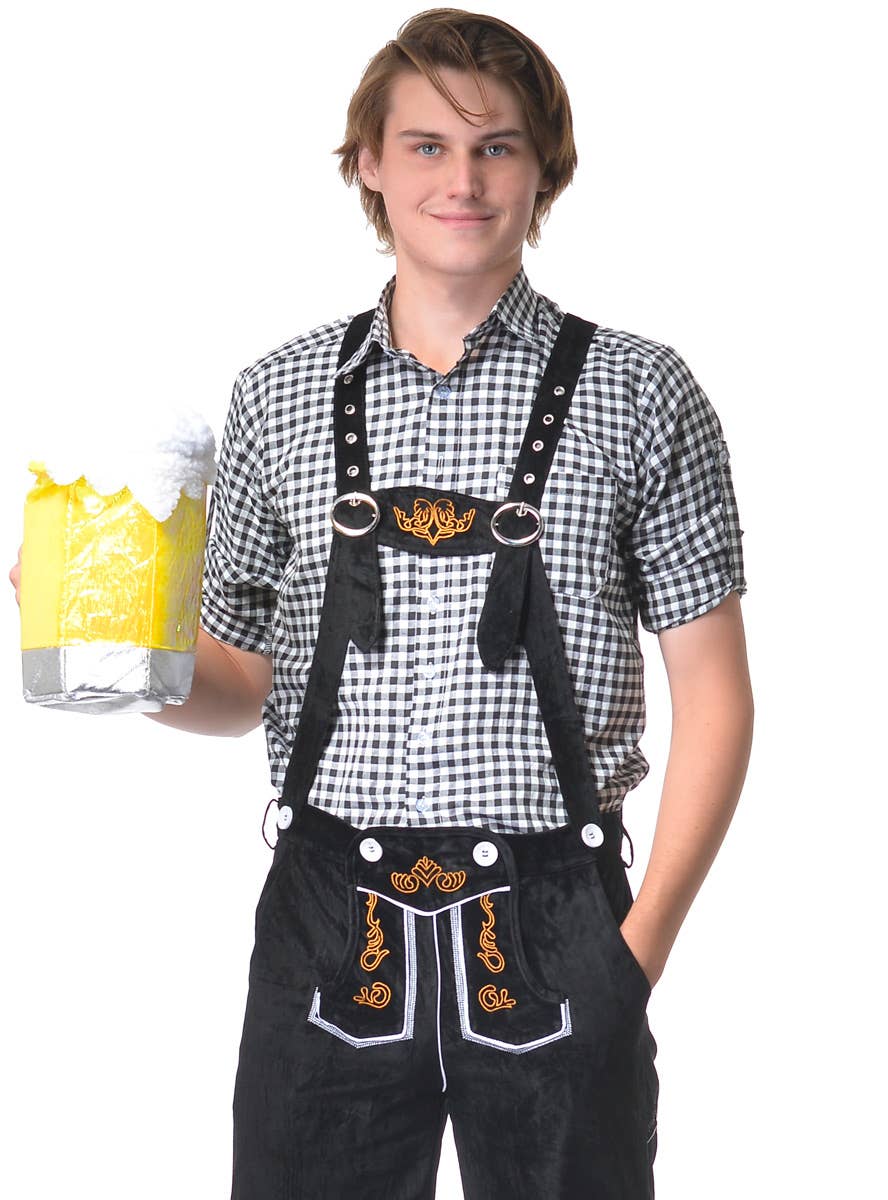 Men's Deluxe Black and White Oktoberfest Fancy Dress Costume - Close Image