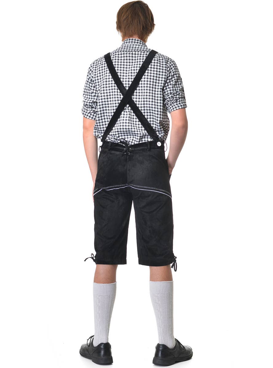 Men's Deluxe Black and White Oktoberfest Fancy Dress Costume - Back Image