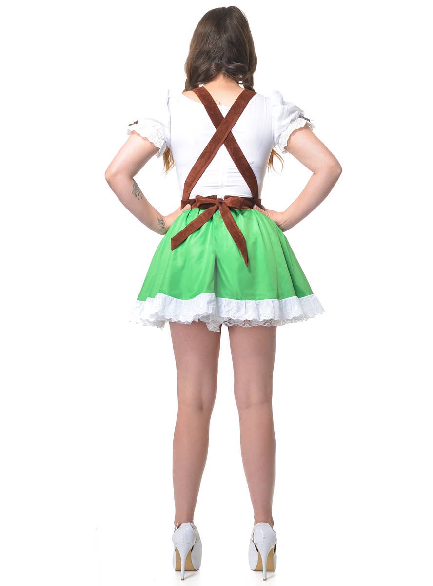 Women's Green and White Plus Size Beer Girl Costume Back Image