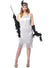 Silver Fringe Women's Mid Length Flapper Dress Costume Front Image