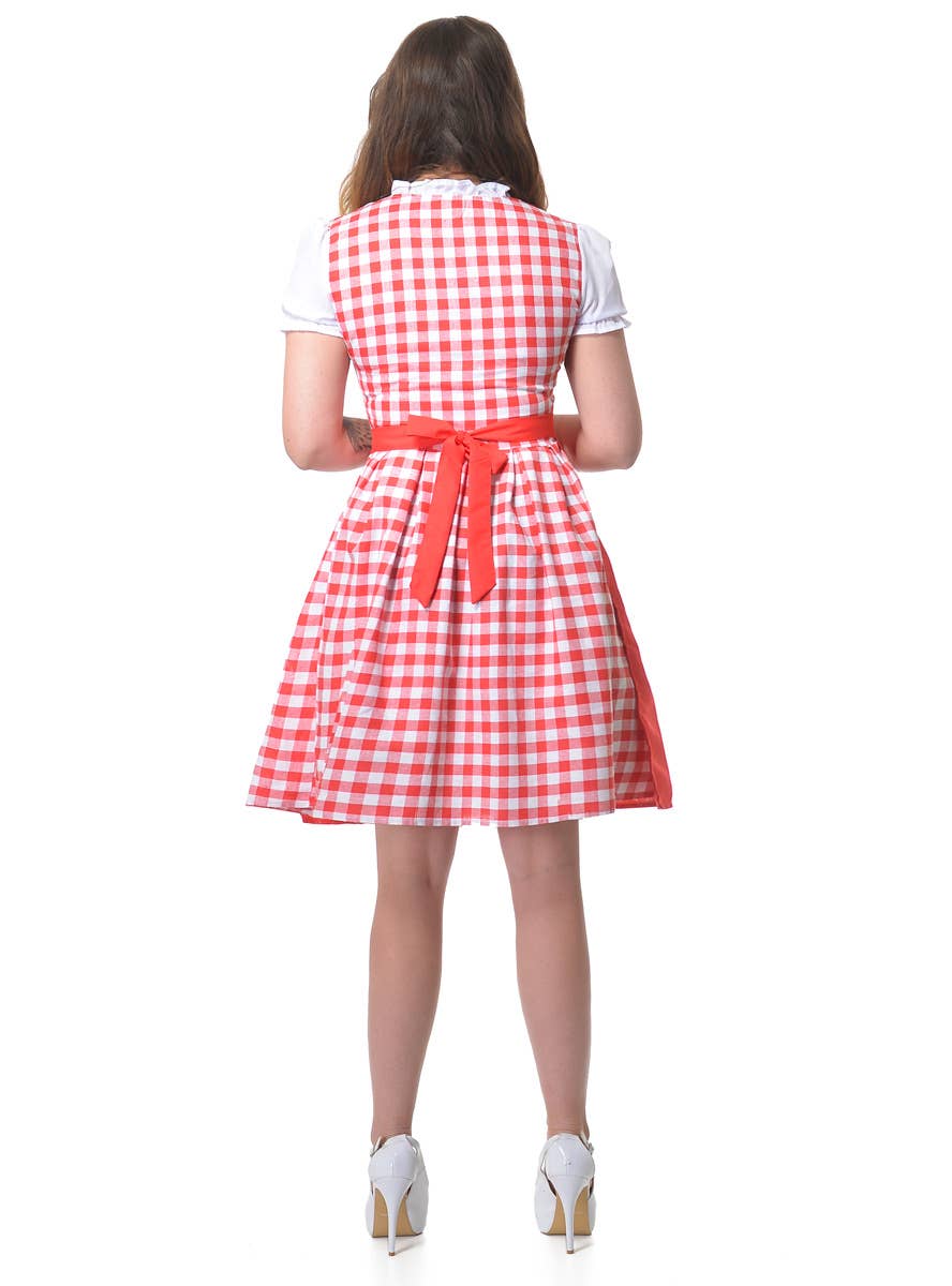 Red and White Checkered Women's Beer Wench Oktoberfest Costume Back Image