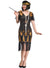 Plus Size Women's Black and Gold Sequin Great Gatsby Costume - Main Image