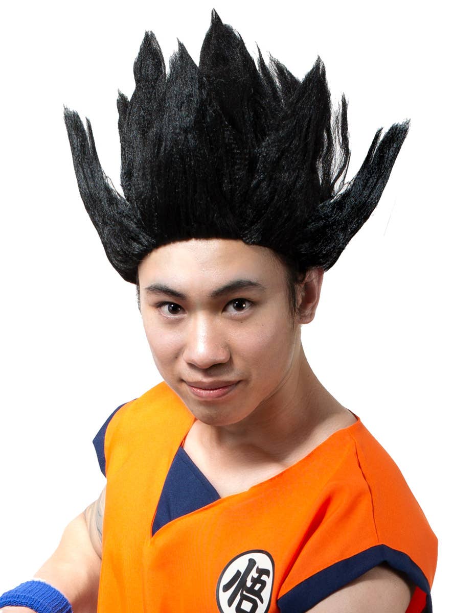 Image of Dragon Ball Z Mens Black Anime Character Cosplay Wig - Alternative Image