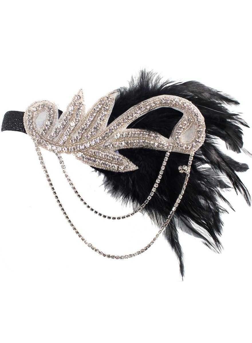 Silver and Black Gatsby Headband - Alternate Image