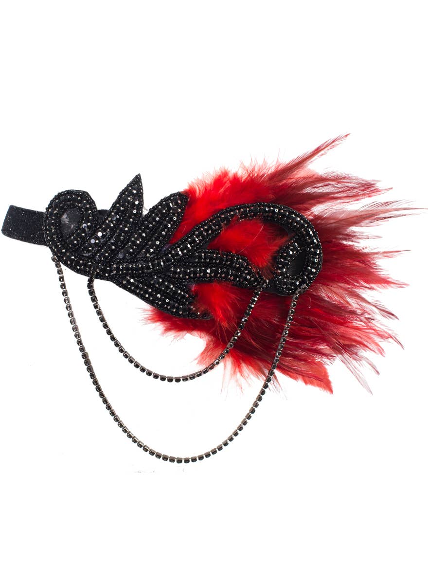 Red and Black Gatsby Headband - Alternate Image