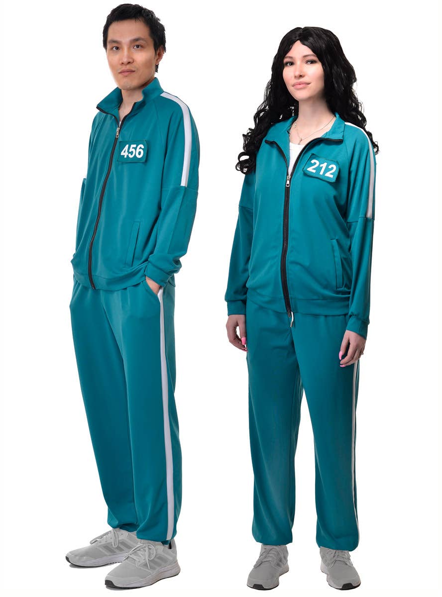 Adult's Squid Games Tracksuit Costume with Number 456 or 212 - Main Image