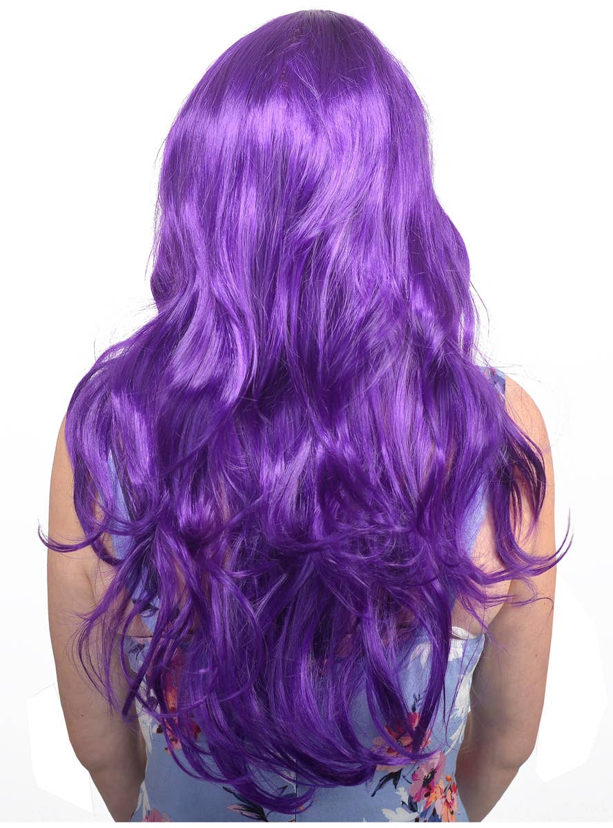 Womens Purple Wavy Wig with Side Fringe Back Image