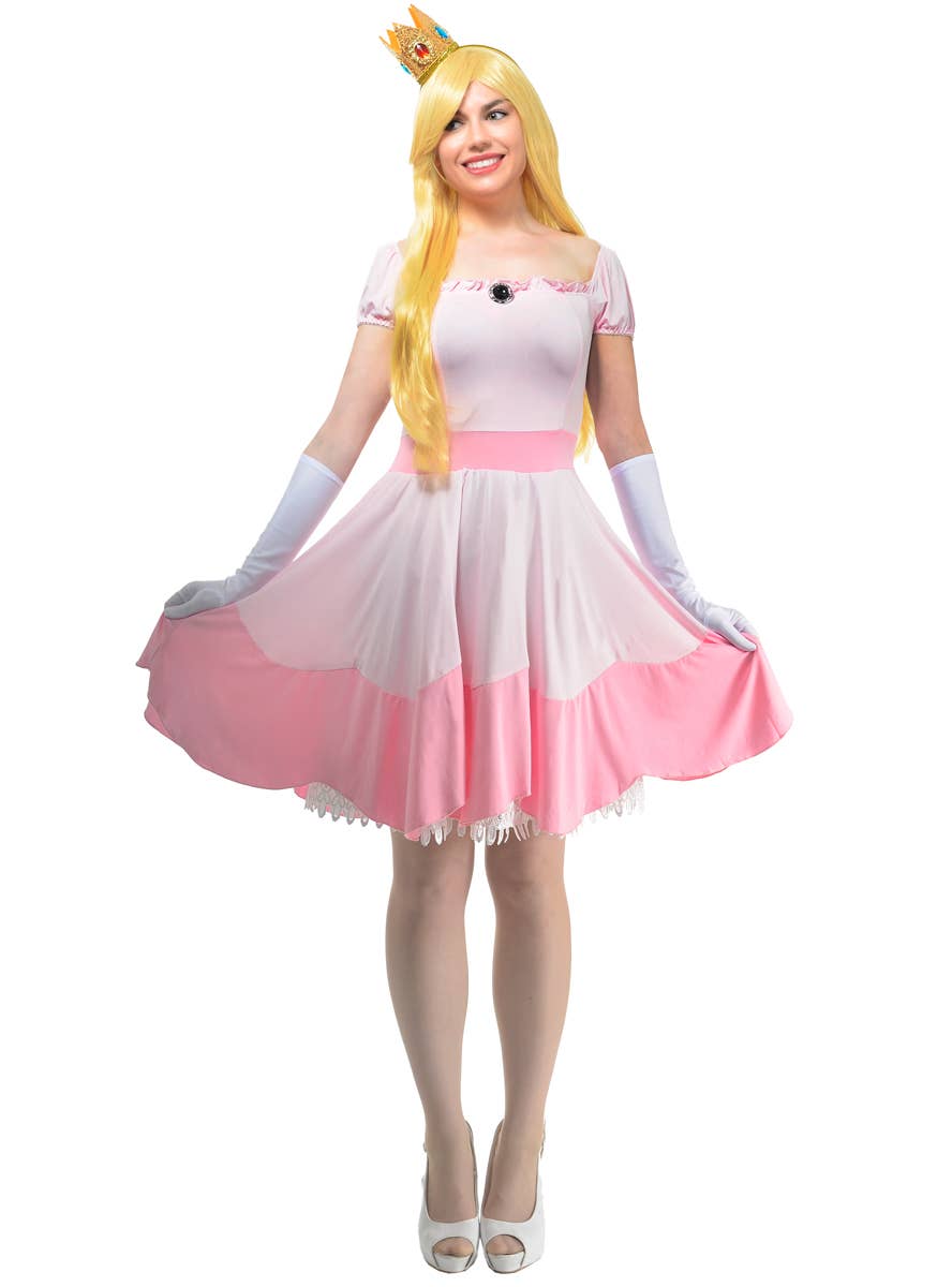 Image of Short Princess Peach Style Womens Costume - Main Image