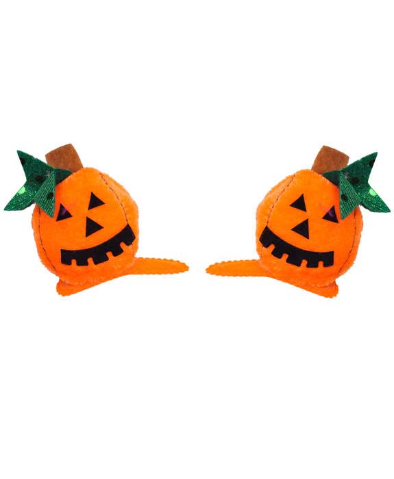 Orange Velvet Pumpkin Hair Clips Halloween Costume Accessory