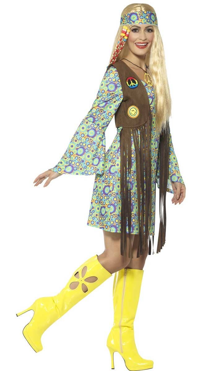 Women's Groovy Hippie Chick Retro  60s Costume - Side View