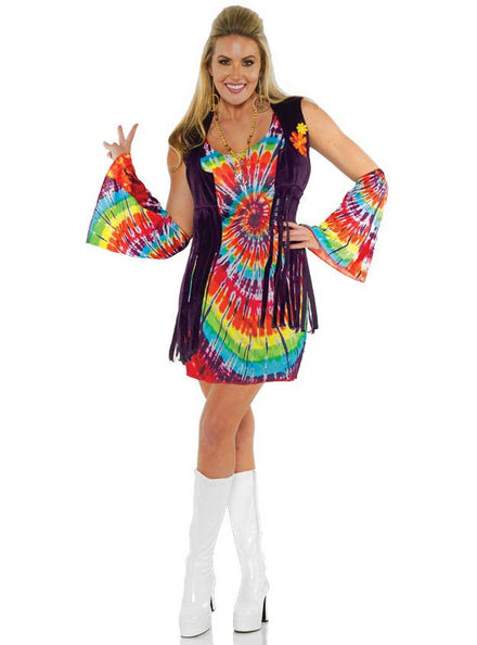 Womens 1960s Rainbow Hippie Costume