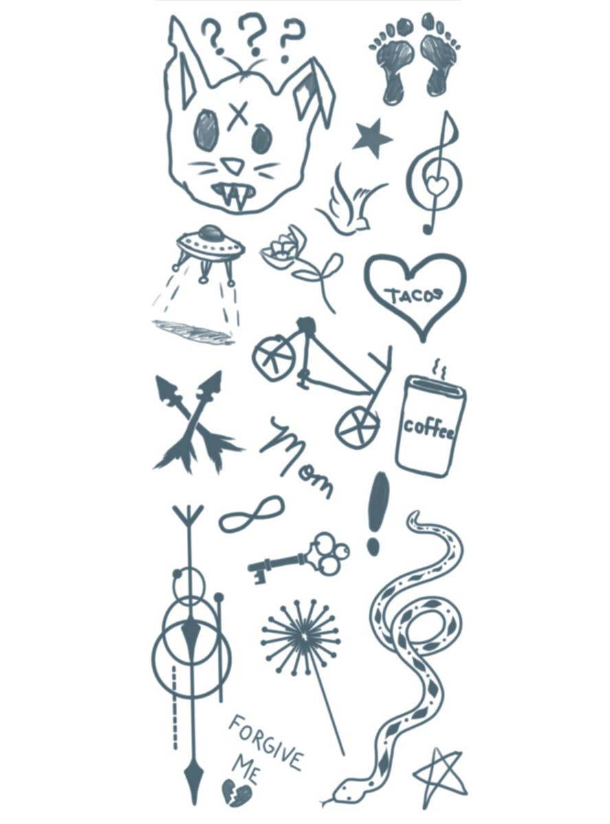 Image of Hipster Stick and Poke Fake Temporary Tattoos - Alternate Image 2