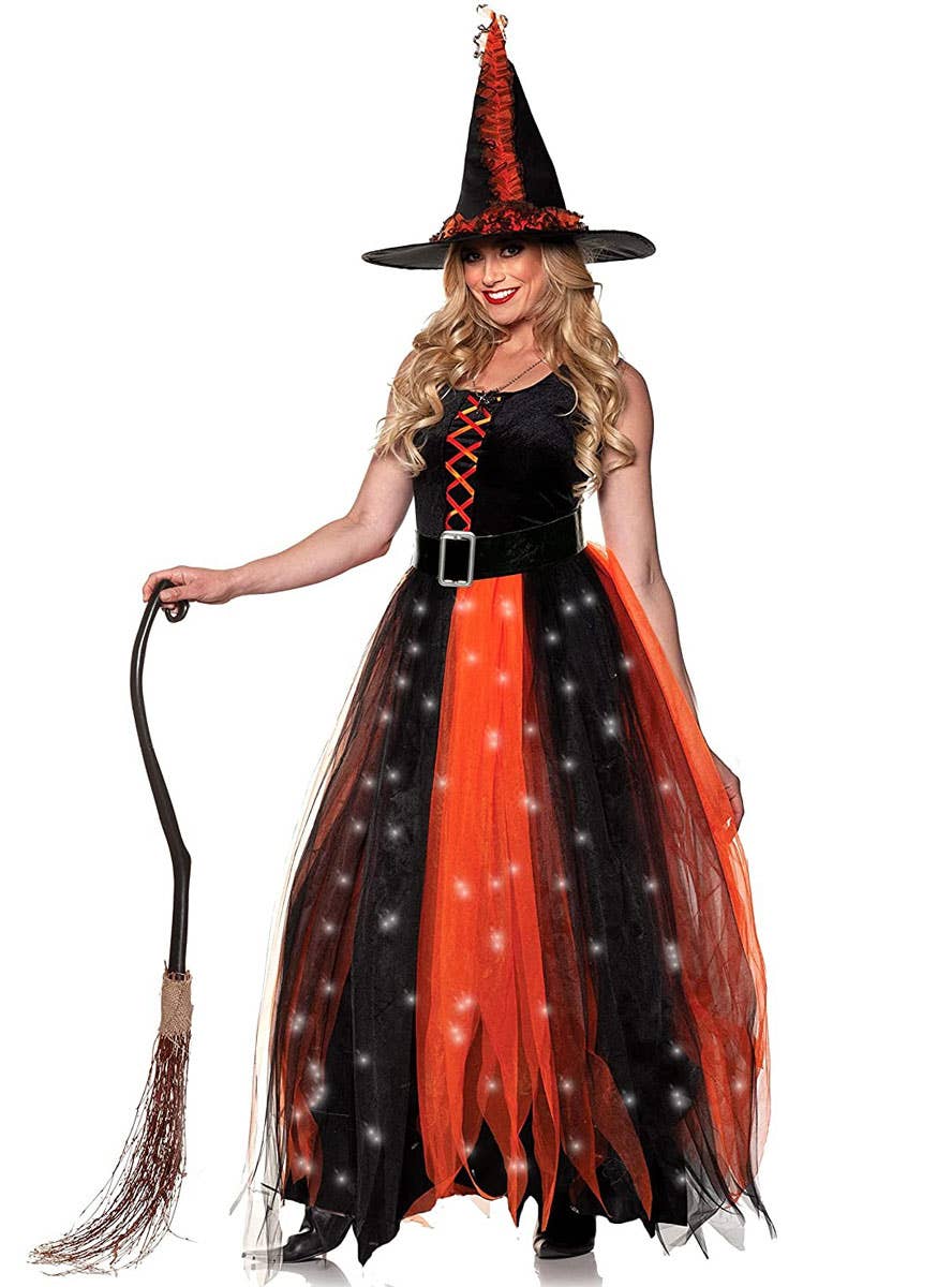 Image of Hocus Pocus Light Up Orange Witch Womens Halloween Costume