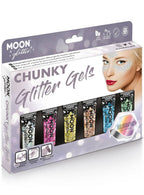 Image of Moon Glitter 6 Pack Holographic Chunky Glitter Gels