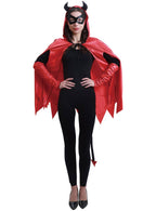 Image of Short Horned Red Devil Halloween Costume Cape - Main Image