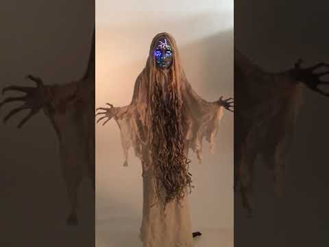 Haunted White Lady Ghost Standing Light Up Halloween Decoration Product Video