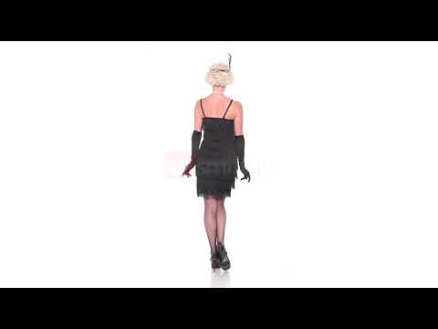 Women's Plus Size Black Fringe Flapper Dress Product Video