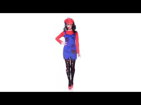 Gamer Women's Super Mario Zombie Halloween Costume Video