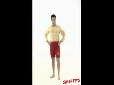 Novelty Men's Muscle Chest Baywatch Lifeguard Costume Product Video