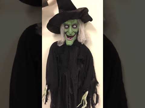 Black Haunted House Halloween Wicked Green Talking, Moving And Light Up Witch Decoration Product Video