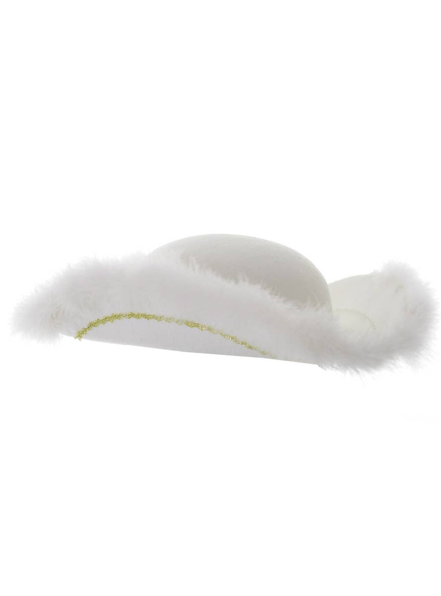 White Pirate Costume Hat with White Feathers