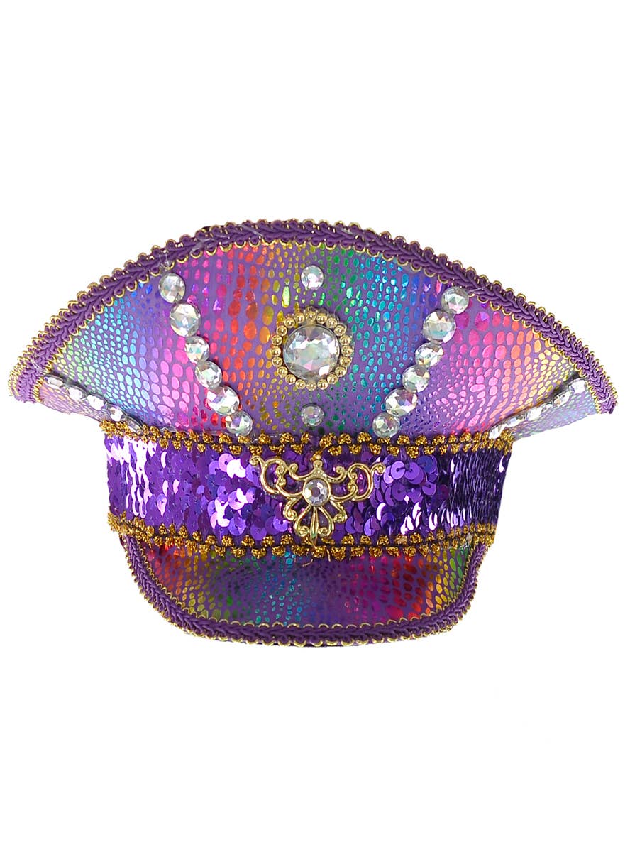 Purple Rainbow Metallic Deluxe Festival Cap Costume Accessory- Alternative Image