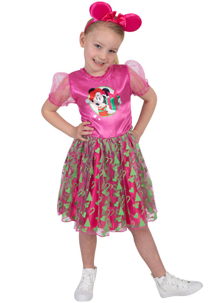 Main Image Minnie Mouse Girls Pink Christmas Costume