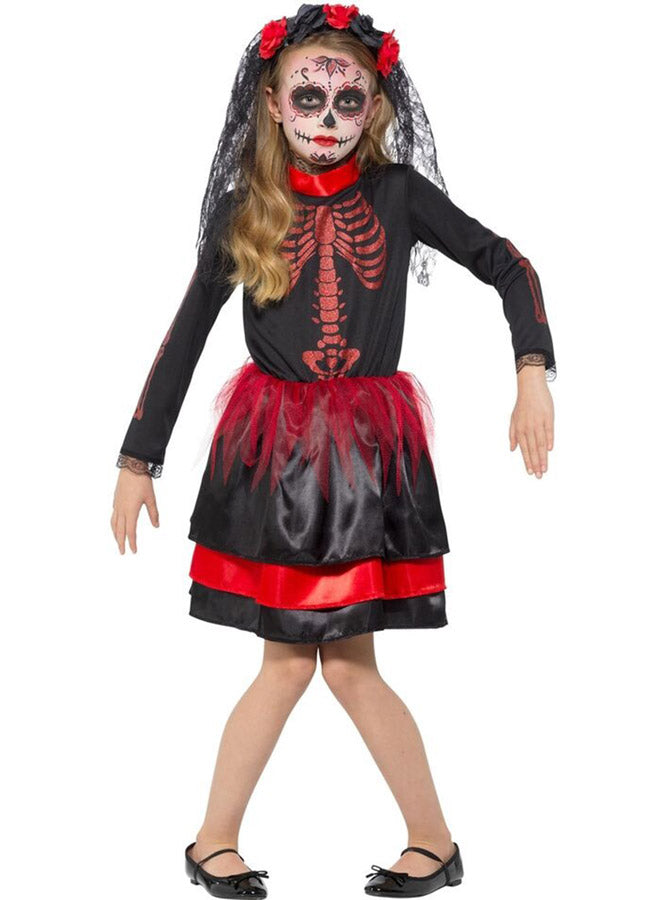 alternative image of Main image of Day Of The Dead Skeleton Girls Halloween Costume