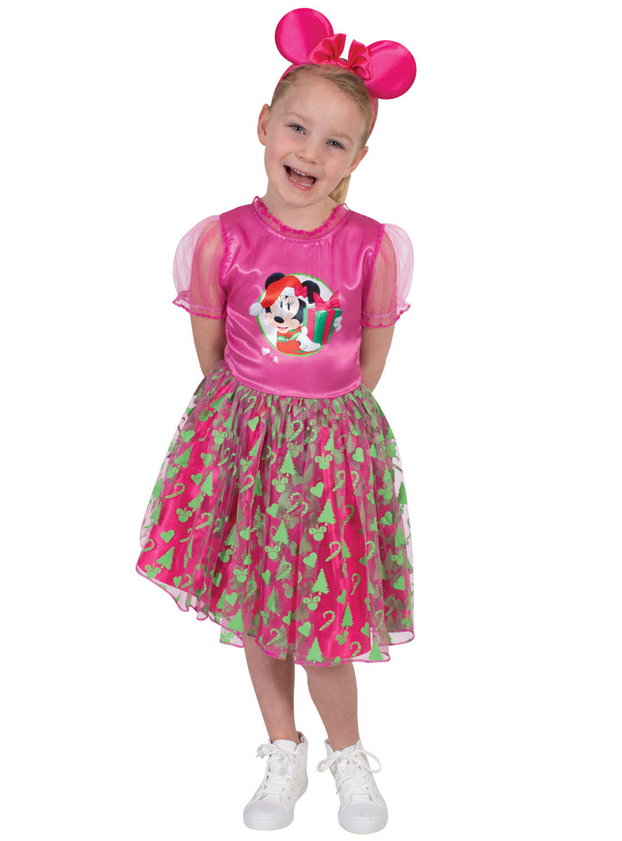 Alternate Image Minnie Mouse Girls Pink Christmas Costume