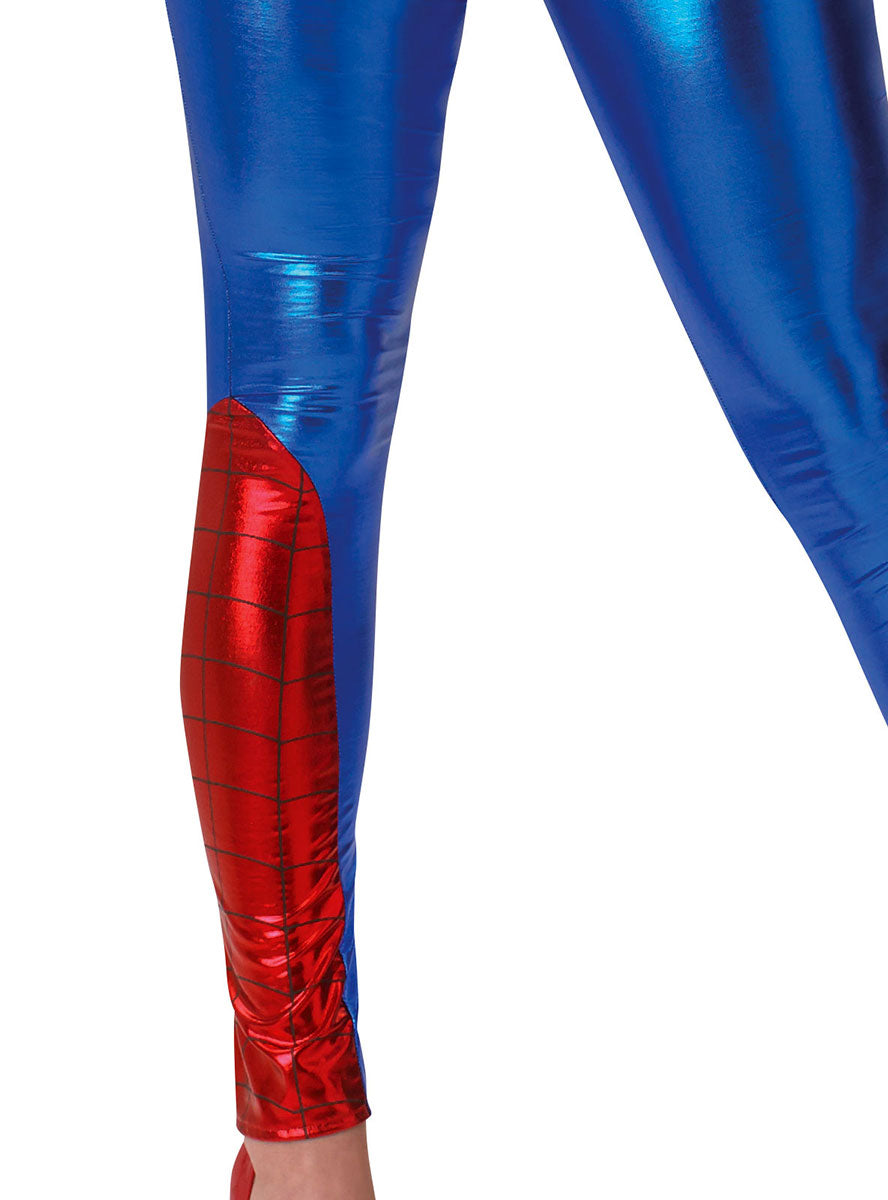 Leg Image of Marvel Superhero Womens Sexy Spidergirl Jumpsuit Costume