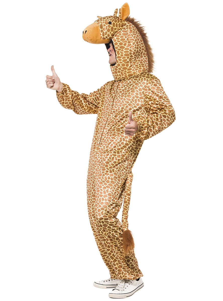 Side image of Giraffe Adults Deluxe Animal Costume Onesie