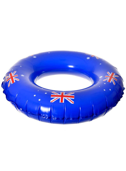 90cm Blue Inflatable Australia Flag Print Floaty Swim Ring