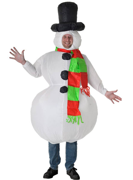 Image of Novelty Inflatable Snowman Adult's Christmas Costume - Main Image