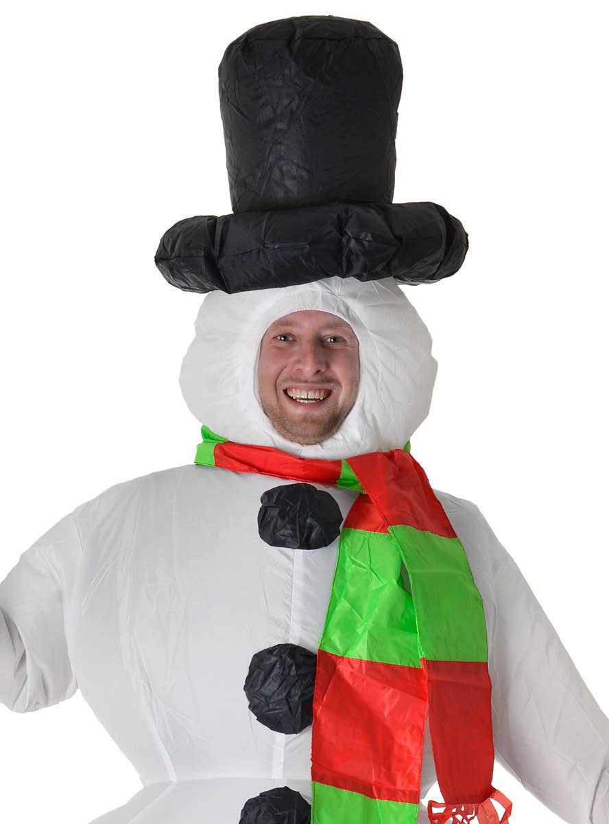 Image of Novelty Inflatable Snowman Adult's Christmas Costume - Close Image