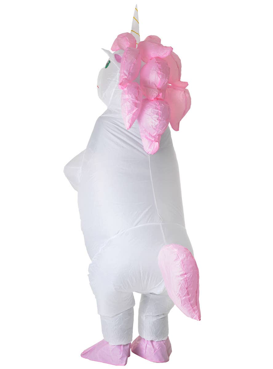 Image of Inflatable White Unicorn Adult's Dress Up Costume - Back View