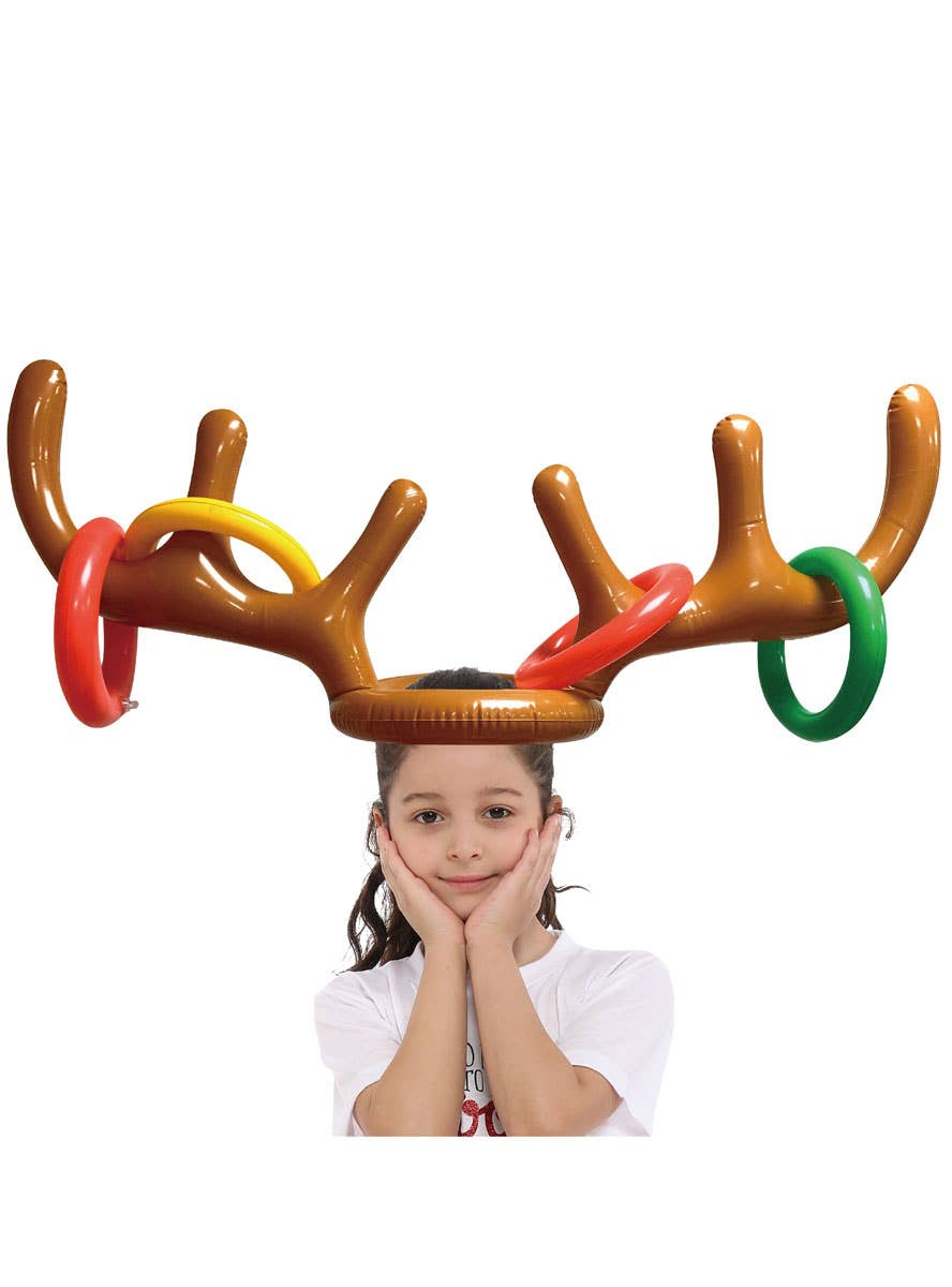 Image of Fun Inflatable Reindeer Antlers Ring Toss Christmas Game