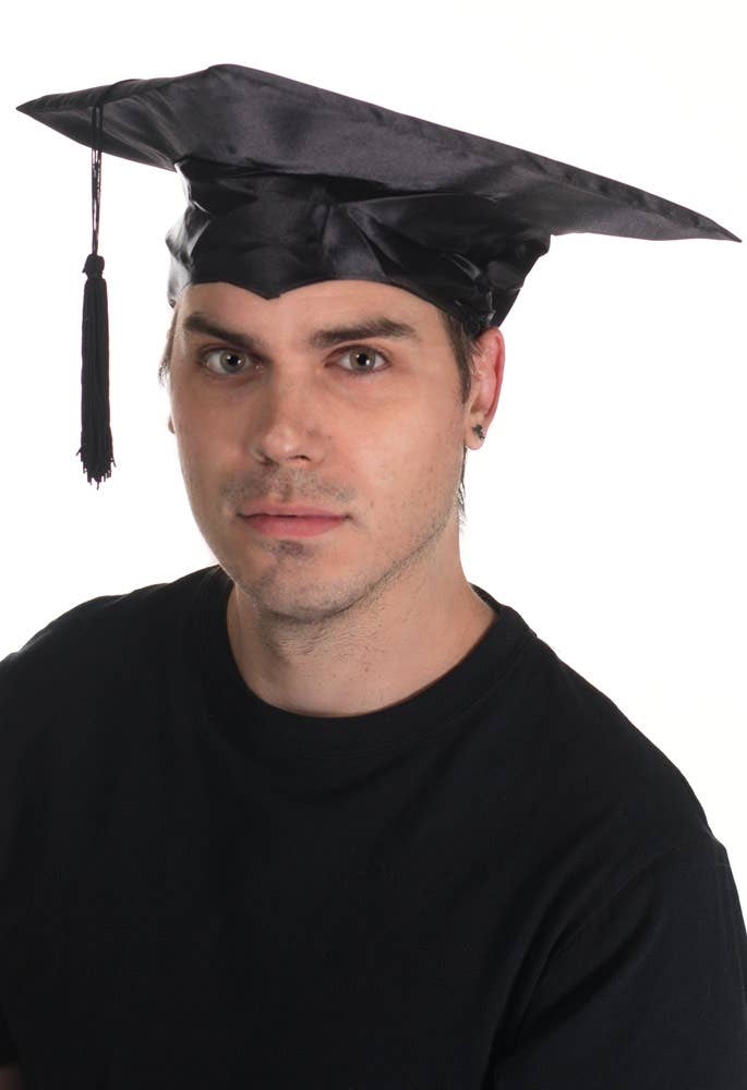 Black Student Graduation Mortor Board Hat Costume Accessory Main Image