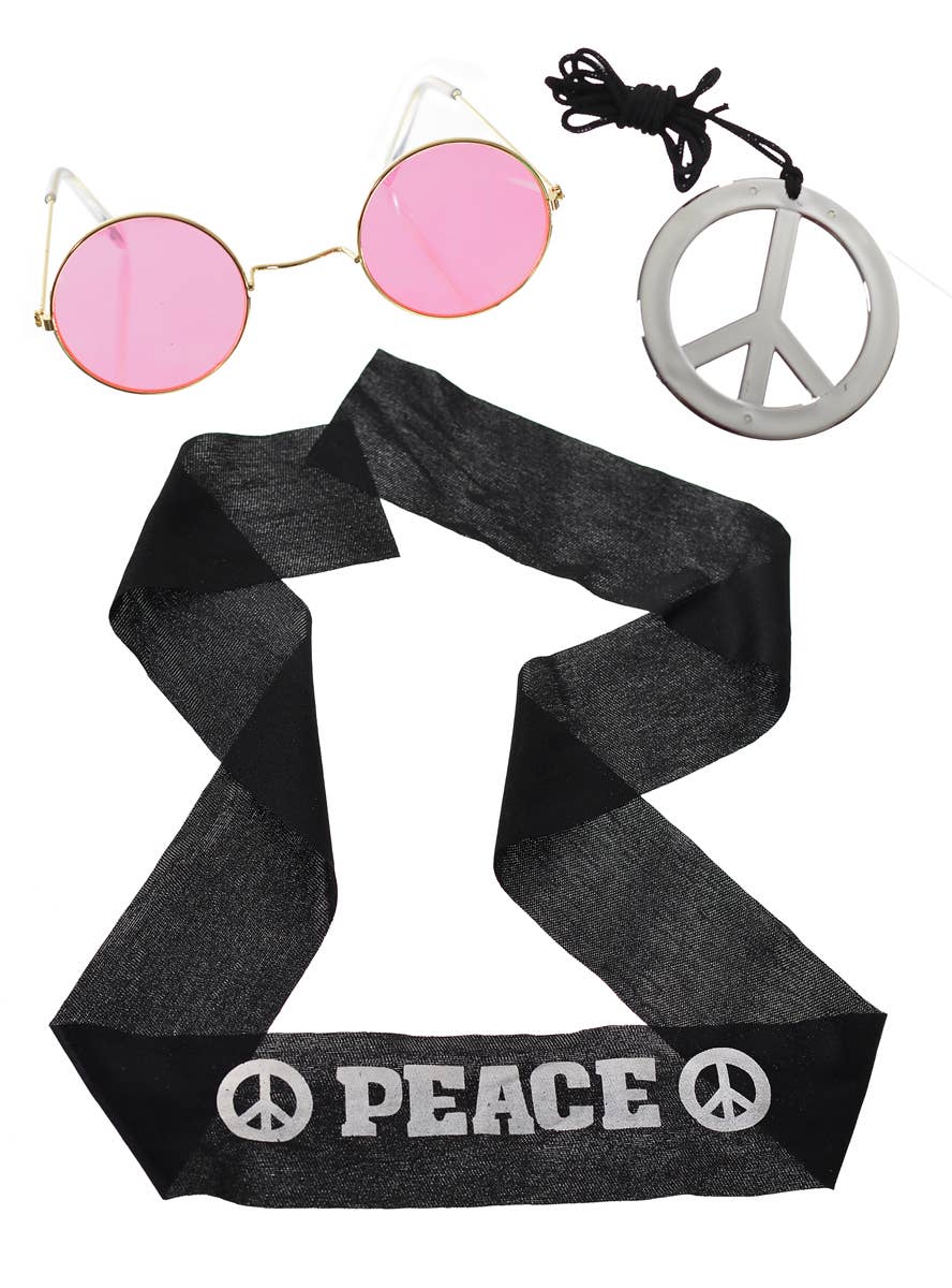 Image of Generation Hippie Adults Peace and Love Costume Kit