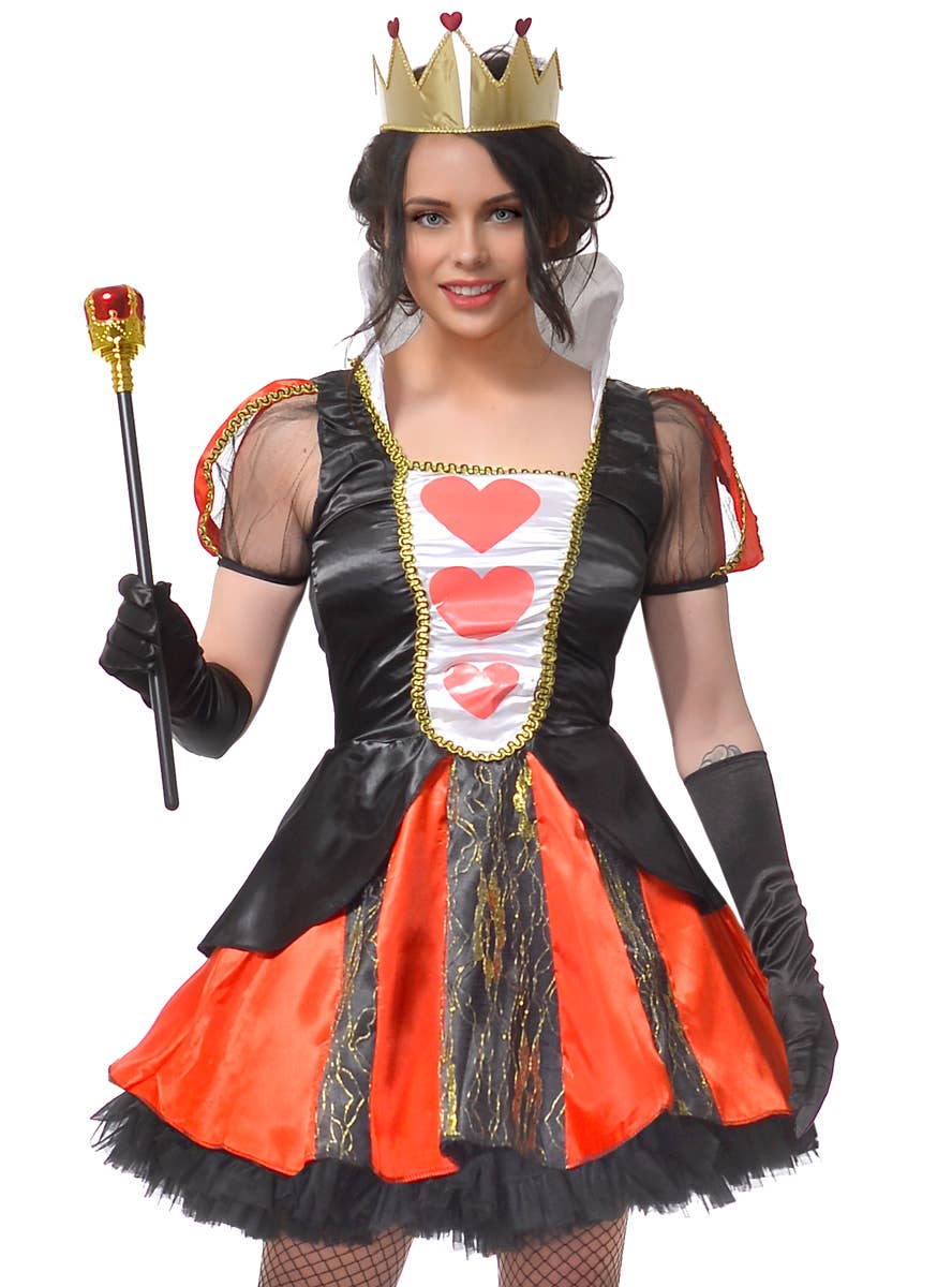 Women's Enchanting Queen Of Hearts Fancy Dress Costume - Close Image