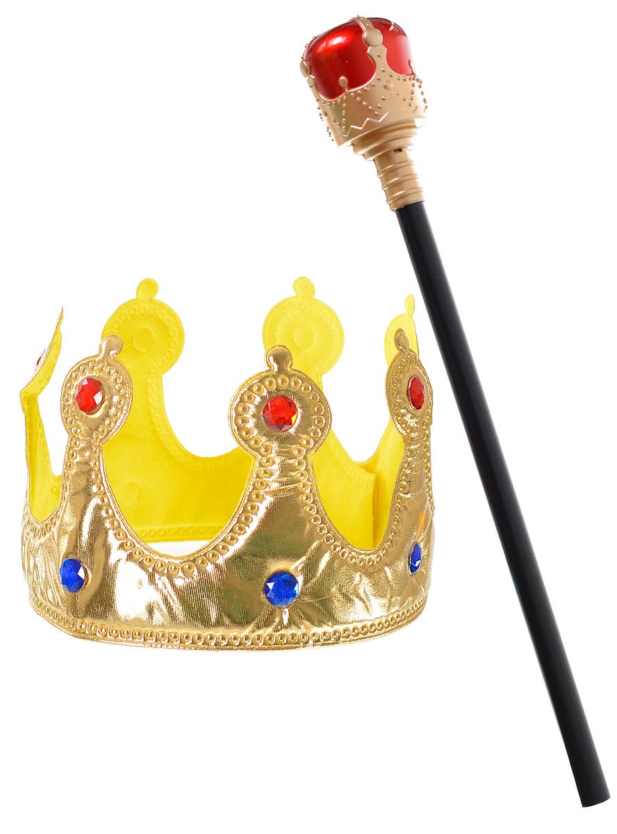 Image of Royal Crown and Sceptre Gold Accessory Set