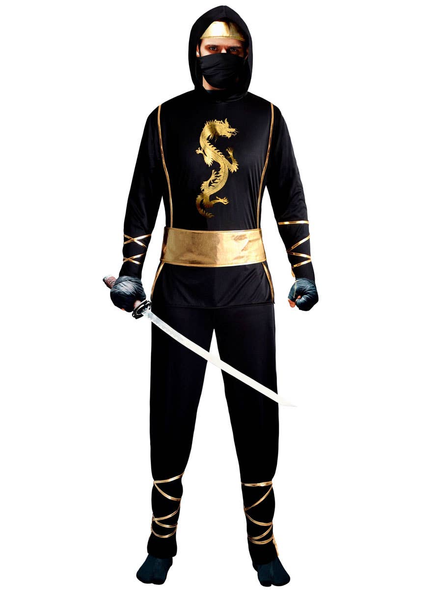 Men's Black and Gold Dragon Ninja Costume