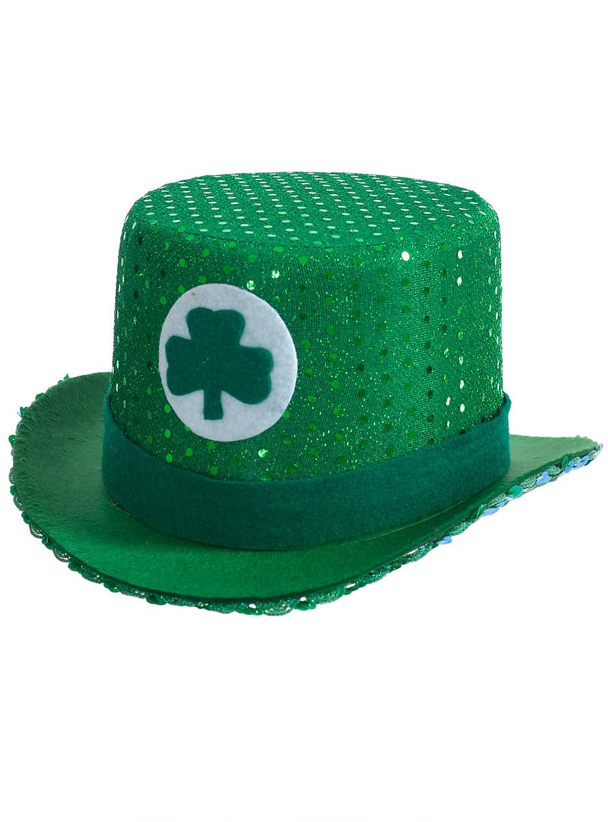 St Pats Day Green Sequinned Top Hat