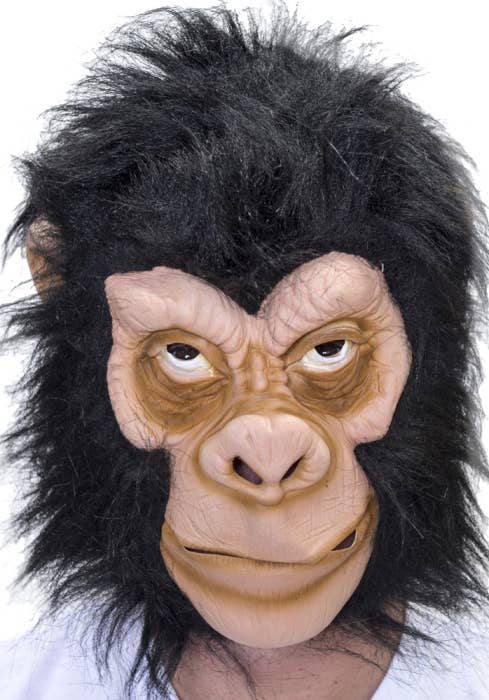Full Head Monkey Latex Costume Mask with Black Fur Main Image