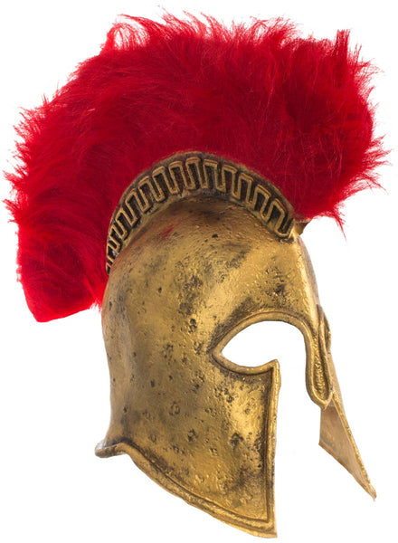 Gold Latex Roman Helmet with Red Feathers