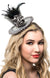 Silver Satin Rosette Mini Top Hat with Peacock Feather View 1