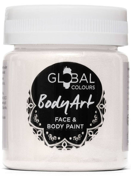 Metallic Pearl White Face and Body Paint Water Based Costume Makeup in Jar