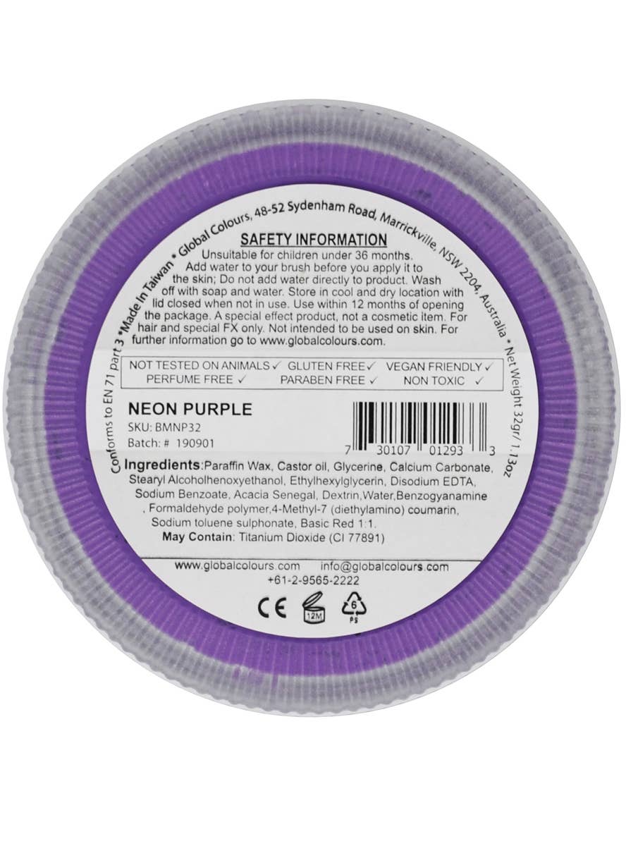 Neon Purple Powder Cake Makeup - Back Image