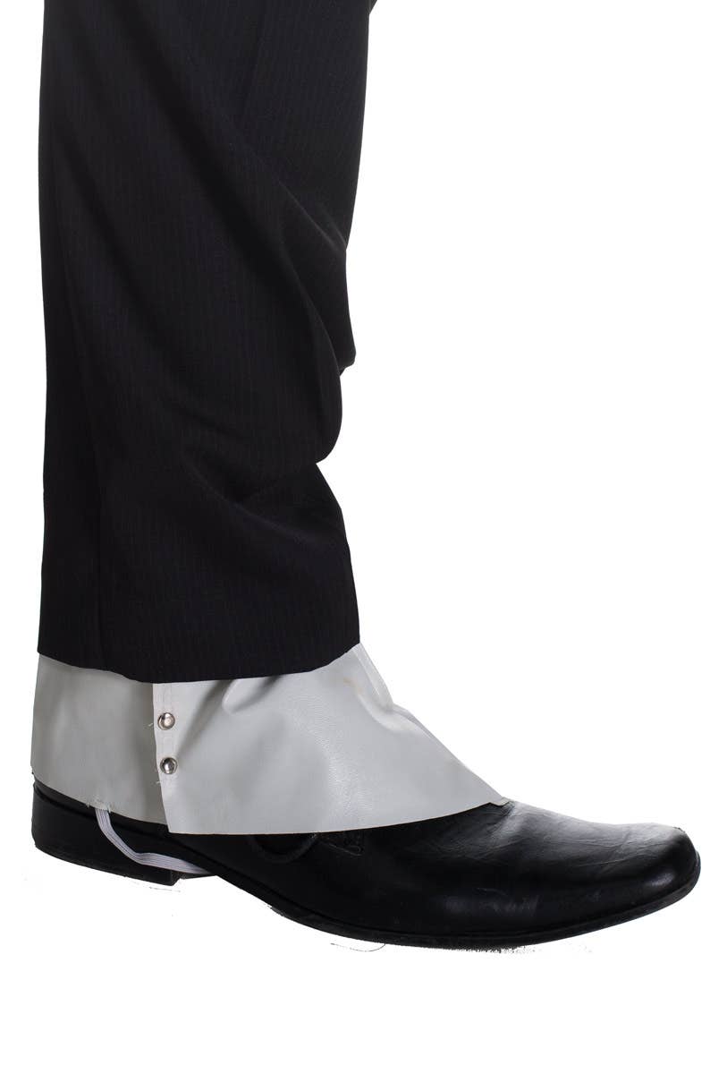 White Vinyl 1920s Gangster Shoe Spats Costume Accessory - Main Image